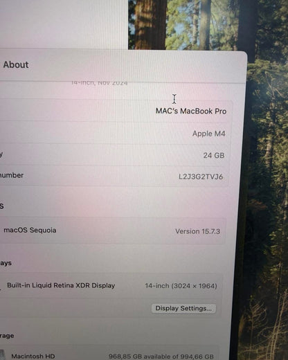 MacBook Pro M4 14” 24/1T NANOTEXTURÉ